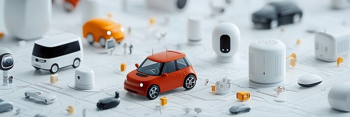 Aufkleber - Interconnected IoT devices forming a wireless smart network enabling digital transformation data driven automation and intelligent connectivity across industries and infrastructure
