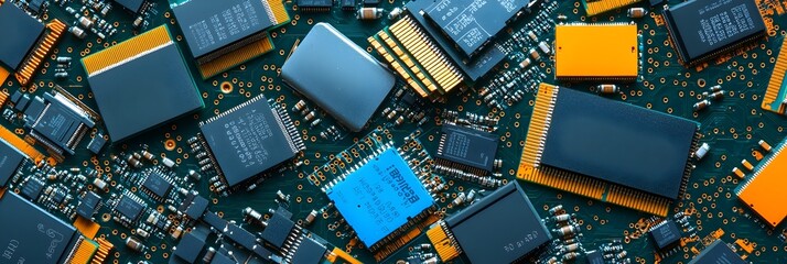 Poster - Intricate Mosaic of Microchips and Processors A Futuristic Digital Landscape Showcasing the Innovative Heart of Modern Technology