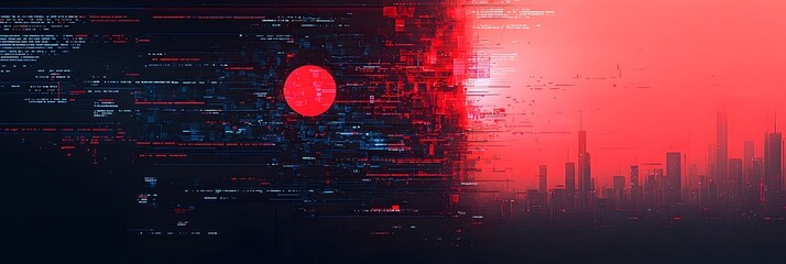Aufkleber - Mesmerizing digital glitch effect showcasing distorted lines vibrant pixels and a dynamic abstract pattern  This visually stunning futuristic design creates a captivating