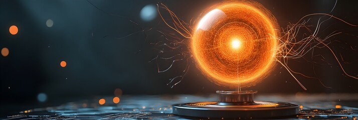 Wall Mural - pulsating plasma energy waves radiating from a central point creating a dynamic and futuristic digit