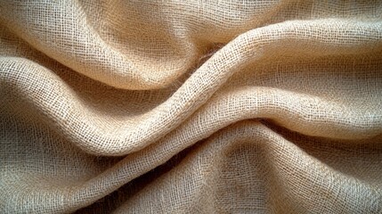 Fototapete - A drapery of soft beige linen displays natural folds and textures, reflecting light beautifully. The fabrics warmth invites tactile engagement and visual comfort.