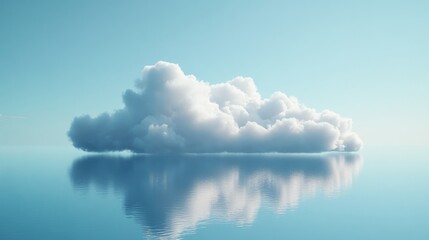 Poster - A large cloud floating in the sky above a calm body of water