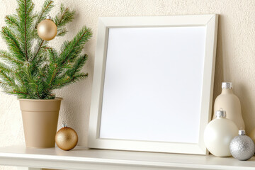 Festive holiday scene with a blank frame