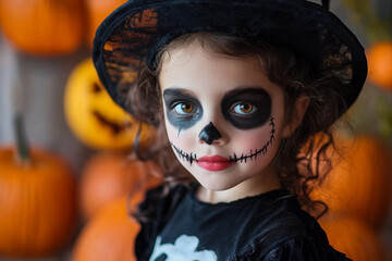 Children in halloween costumes made with generative ai concept