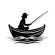 © Abdus Salam - Angler Silhouette Vector Graphic with Boat for Outdoor Sports