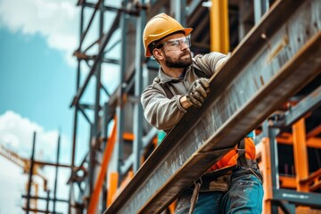 Man wearing a hard hat and safety glasses on a construction site, emphasizing importance of personal protective equipment (PPE)