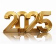 © OceanProd - new year 2025 golden text golden symbol on white background