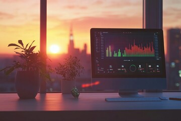 Wall Mural - a computer monitor sits on top of a desk, ready for use