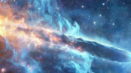 Wall Mural - comet blazing through cosmic haze, video