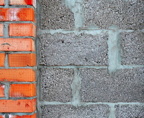 Wall Mural - Brick Wall Close-Up Textured Surface Red And Gray