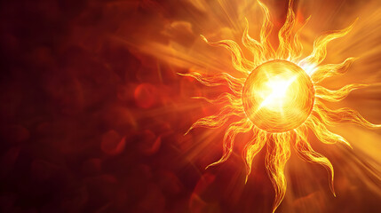 3d illustration of a stylized sun with rays on a bright background -