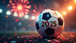 © MOTOKO Stock - Vibrant Soccer Ball Celebrates Happy New Year 2025: Festive Sports Image for Events and Promotions