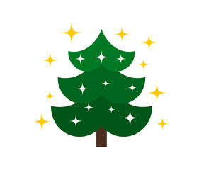 Wall Mural - christmas tree with stars icon. png illustration on transparent background. christmas holiday design