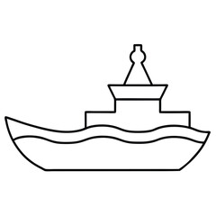 Sticker - Boat Outline Vector Art.