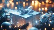 © Darunee - 2025 gift box surrounded by LED lights, silver ribbons, and digital countdown effects