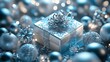© Darunee - 2025 gift box surrounded by silver and blue digital patterns and decorations