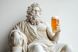 © Magryt - Statue drinking beer. Ancient marble Greek god statue enjoying a beer. Creative vacation, party concept. Greeting card or invitation, menu template, banner, design, poster