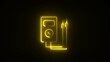 © Helal - Electric voltmeter symbol in neon against a dark background.