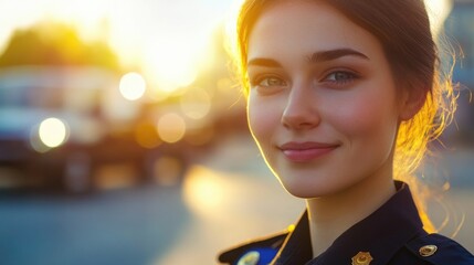 Portrait of a beautiful young policewoman.