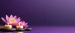 © Tuong - Lotus Meditation Banner with Dark Purple Background, Candles, and Copy Space - High-Resolution Spa Concept Photography