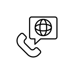 Global call outline icons, minimalist vector illustration ,simple transparent graphic element .Isolated on white background