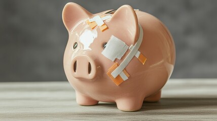 a patched piggy bank symbolizes the need for financial care and management, representing savings, re