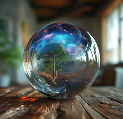 glass sphere on the wall