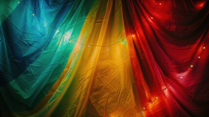 Canvas Print - Colorful Drapes with Decorative Lights Background