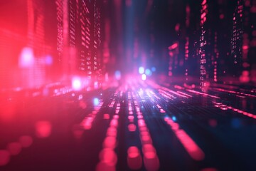 Test Automation. Three-Dimensional Code Programming on Computer Blurred Background