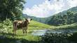 © GoldPumaze - A contented cow standing in a lush green pasture