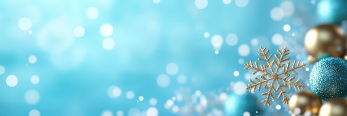 Poster - Festive Winter Background with Snowflake and Ornaments