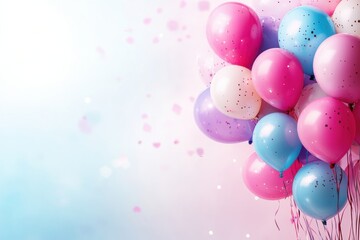 Colorful balloons in pastel hues creating a festive atmosphere for a joyful celebration