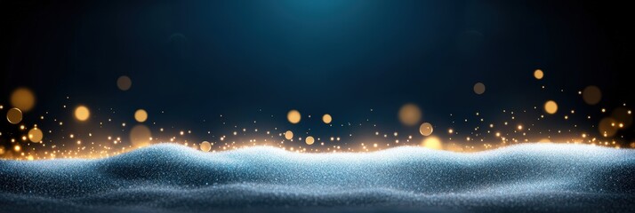 Canvas Print - Elegant Sparkling Bokeh Background with Blue Waves