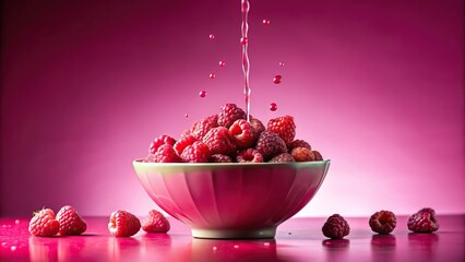 A bowl of pink fruit slowly dripping juice, pink, sweet, fruit