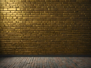 Golden brick wall in old room vintage style background