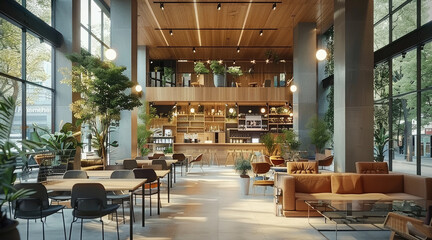 Poster - A co-working space with high ceiling and modern look and feel.