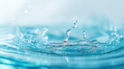 Close-up of a water splash in blue tones, capturing the motion and droplets in mid-air