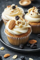 Homemade Raisin cupcake closeup view