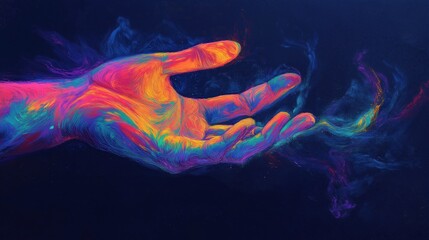 Wall Mural - a hand with colorful smoke