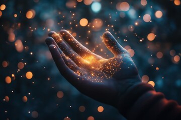 Sticker - a hand with glowing sparks