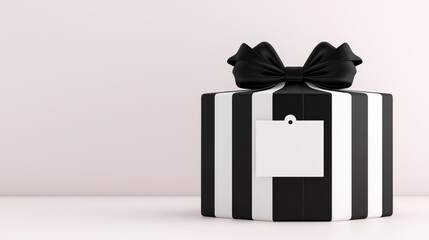 Elegant black and white striped gift box with bow for stylish occasions