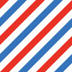 Sticker - barbershop seamless pattern. white, blue and red color diagonal lines stripe texture patter