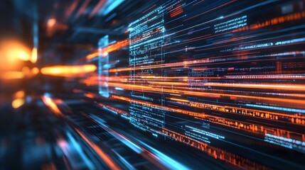 Web development concept with abstract high speed technology POV motion blur. 