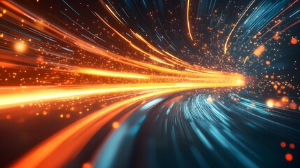 Web development concept with abstract high speed technology POV motion blur. 
