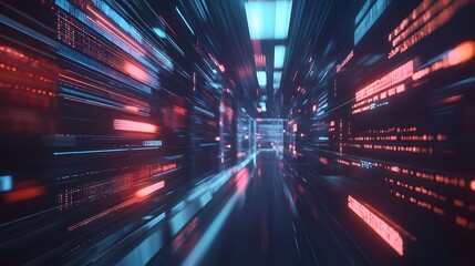 Web development concept with abstract high speed technology POV motion blur. 