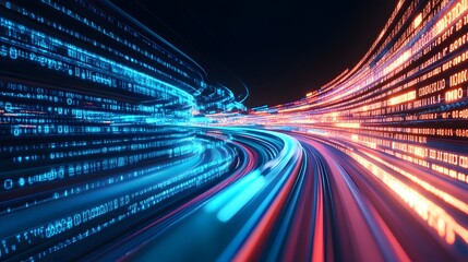 Web development concept with abstract high speed technology POV motion blur. 