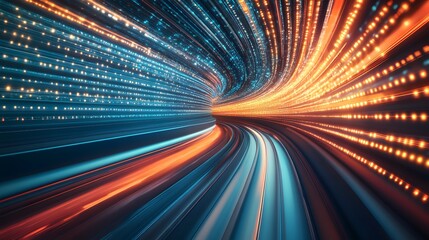 Web development concept with abstract high speed technology POV motion blur. 