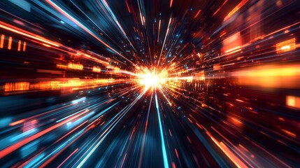 Web development concept with abstract high speed technology POV motion blur. 