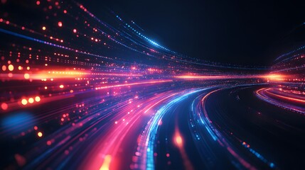 Web development concept with abstract high speed technology POV motion blur. 