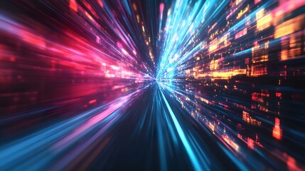 Web development concept with abstract high speed technology POV motion blur. 